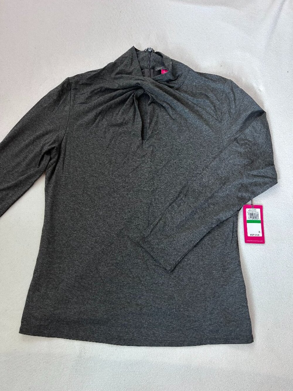 Vince Camuto Long Sleeve Twist Neck Top | Gray | NWT